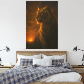 White Tiger Fantasy Art – Mystic Jungle Light Canvas Afdruk (Insitu (Slaapkamer))