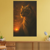 White Tiger Fantasy Art – Mystic Jungle Light Canvas Afdruk (Insitu (Woonkamer))