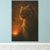 White Tiger Fantasy Art – Mystic Jungle Light Canvas Afdruk (Insitu (Houten vloer))