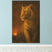 White Tiger Fantasy Art – Mystic Jungle Light Canvas Afdruk (Insitu (Houten vloer))