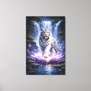 White Tiger Fantasy Kunst Man Jiang Hong Kunstse Canvas Afdruk