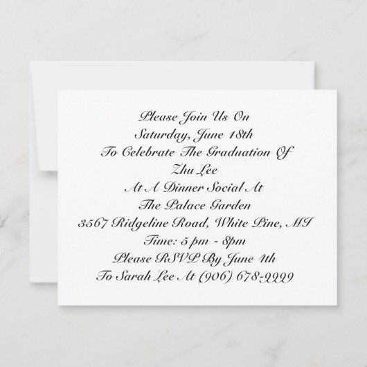 White Tiger Feng Shui Invitation ~ EZ2 Customize Kaart (Achterkant)
