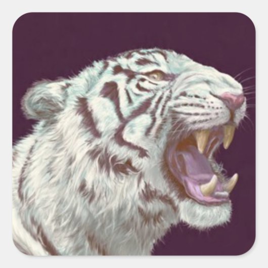 White Tiger Fierce Pose – Sticker (Voorkant)