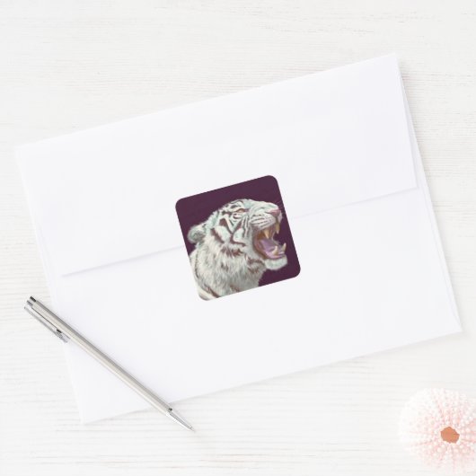 White Tiger Fierce Pose – Sticker (Envelop)