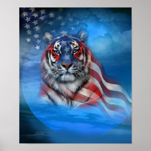 White Tiger Flag Art Poster/Print Poster (Voorkant)