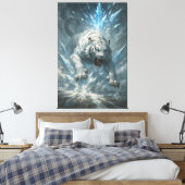 White Tiger – Frost King Ice Burst Descent – ManJi Canvas Afdruk (Insitu (Slaapkamer))