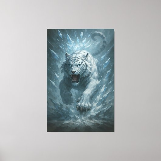 White Tiger – Frost King Ice Burst Descent – ManJi Canvas Afdruk (Voorkant)