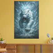 White Tiger – Frost King Ice Burst Descent – ManJi Canvas Afdruk (Insitu (Woonkamer))
