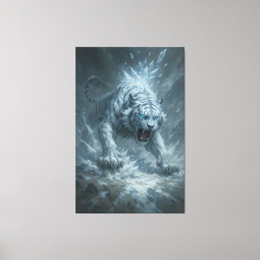 White Tiger – Frost King Ice Burst Descent – ManJi Canvas Afdruk (Voorkant)