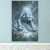 White Tiger – Frost King Ice Burst Descent – ManJi Canvas Afdruk (Insitu (Houten vloer))