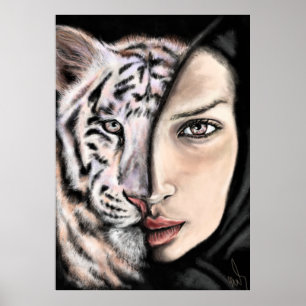 White Tiger Girl - Emotion Poster - Schildkunst