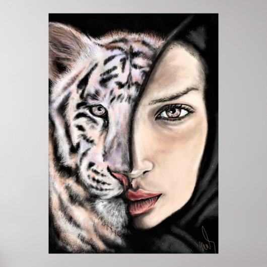 White Tiger Girl - Emotion Poster - Schildkunst (Voorkant)
