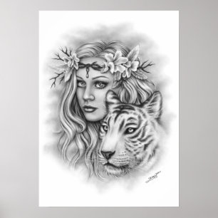 White Tiger Girl Spiritueel Poster