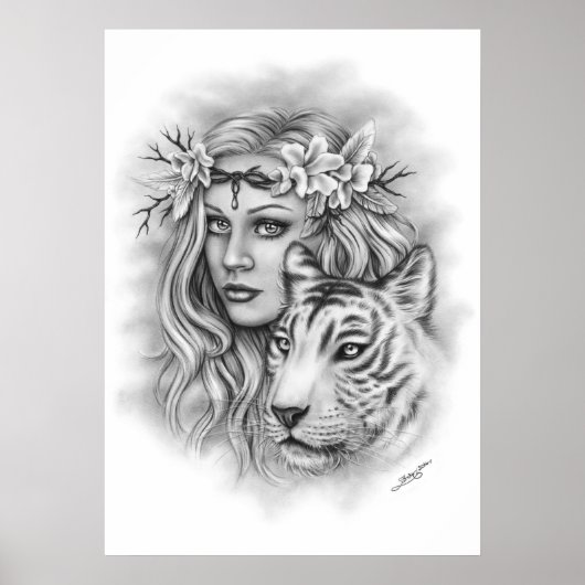 White Tiger Girl Spiritueel Poster (Voorkant)