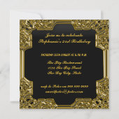 White Tiger Gold Black Birthday Party Invitation Kaart (Achterkant)