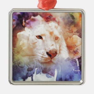 White Tiger Grunge Metalen Ornament