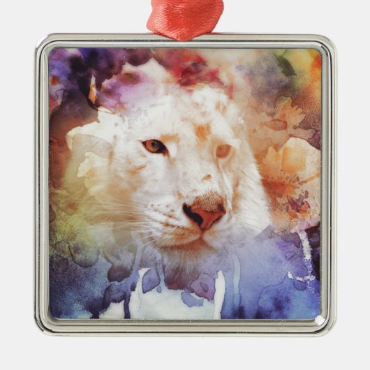 White Tiger Grunge Metalen Ornament (Voorkant)