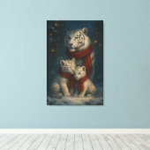 White Tiger – Guardian of Light – ManJiangHong Art Canvas Afdruk (Insitu (Houten vloer))