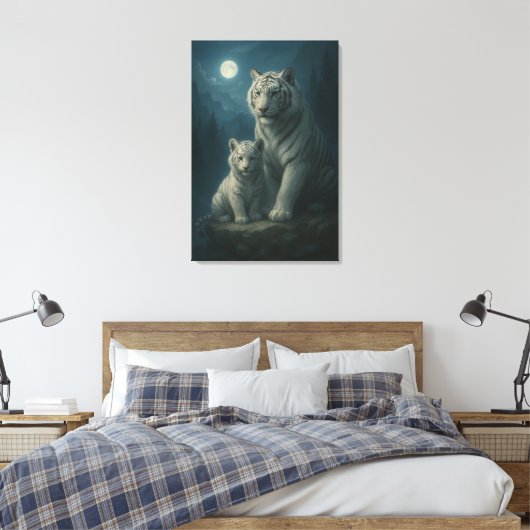 White Tiger – Guardian of Light – ManJiangHong Art Canvas Afdruk (Insitu (Slaapkamer))