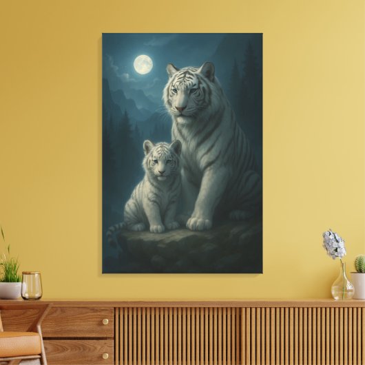 White Tiger – Guardian of Light – ManJiangHong Art Canvas Afdruk (Insitu (Woonkamer))