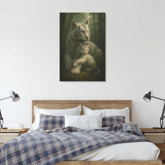 White Tiger – Guardian of Light – ManJiangHong Art Canvas Afdruk (Insitu (Slaapkamer))