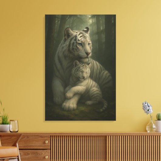White Tiger – Guardian of Light – ManJiangHong Art Canvas Afdruk (Insitu (Woonkamer))
