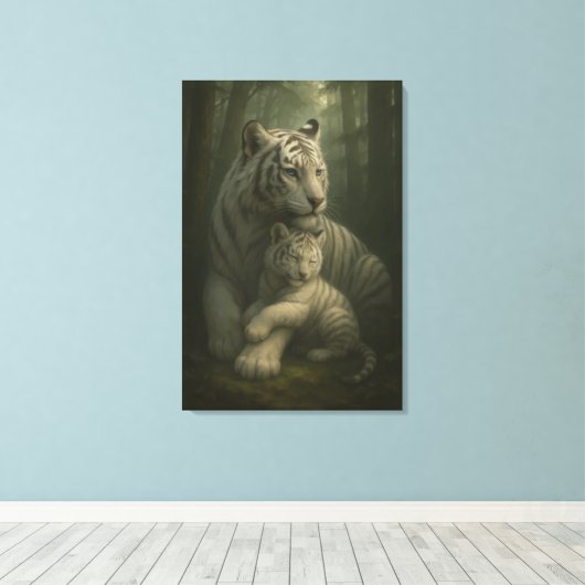 White Tiger – Guardian of Light – ManJiangHong Art Canvas Afdruk (Insitu (Houten vloer))