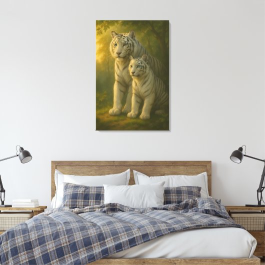 White Tiger – Guardian of Light – ManJiangHong Art Canvas Afdruk (Insitu (Slaapkamer))