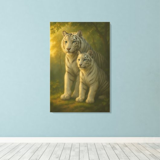 White Tiger – Guardian of Light – ManJiangHong Art Canvas Afdruk (Insitu (Houten vloer))