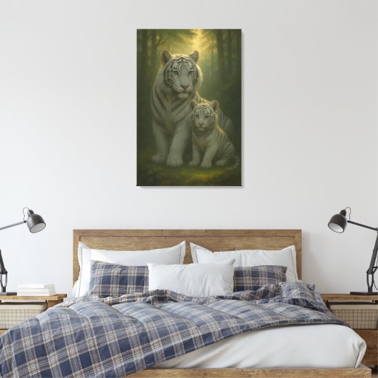 White Tiger – Guardian of Light – ManJiangHong Art Canvas Afdruk (Insitu (Slaapkamer))