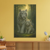 White Tiger – Guardian of Light – ManJiangHong Art Canvas Afdruk (Insitu (Woonkamer))