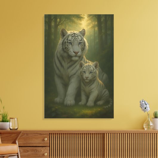 White Tiger – Guardian of Light – ManJiangHong Art Canvas Afdruk (Insitu (Woonkamer))