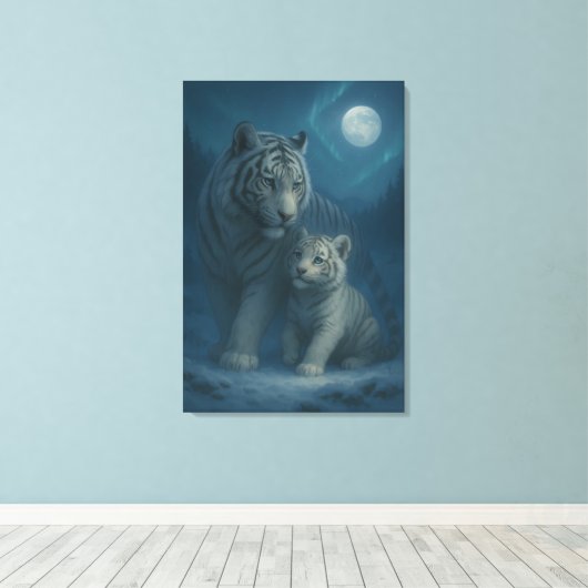 White Tiger – Guardian of Light – ManJiangHong Art Canvas Afdruk (Insitu (Houten vloer))