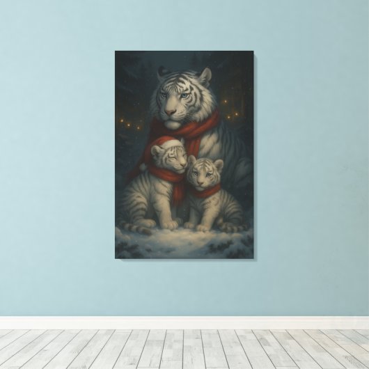 White Tiger – Guardian of Light – ManJiangHong Art Canvas Afdruk (Insitu (Houten vloer))