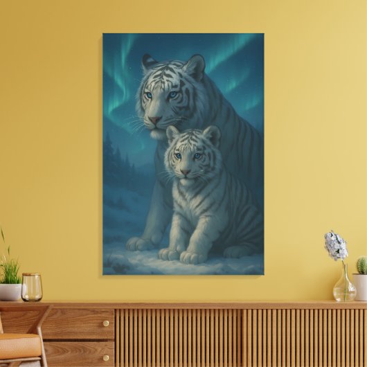 White Tiger – Guardian of Light – ManJiangHong Art Canvas Afdruk (Insitu (Woonkamer))