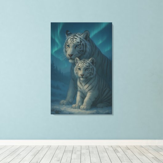 White Tiger – Guardian of Light – ManJiangHong Art Canvas Afdruk (Insitu (Houten vloer))