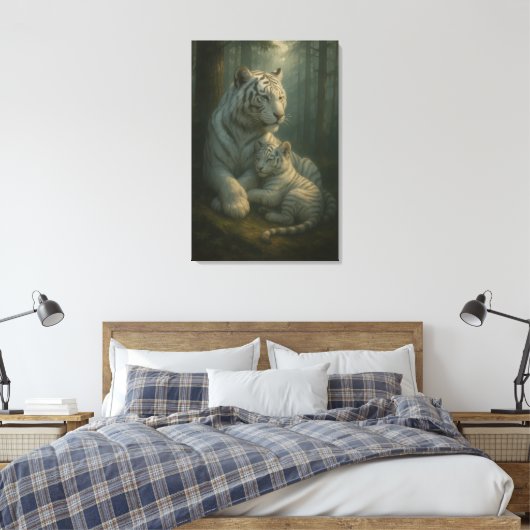 White Tiger – Guardian of Light – ManJiangHong Art Canvas Afdruk (Insitu (Slaapkamer))