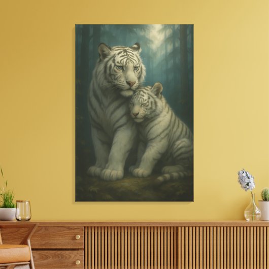 White Tiger – Guardian of Light – ManJiangHong Art Canvas Afdruk (Insitu (Woonkamer))