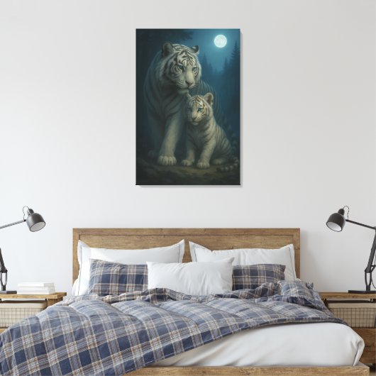 White Tiger – Guardian of Light – ManJiangHong Art Canvas Afdruk (Insitu (Slaapkamer))