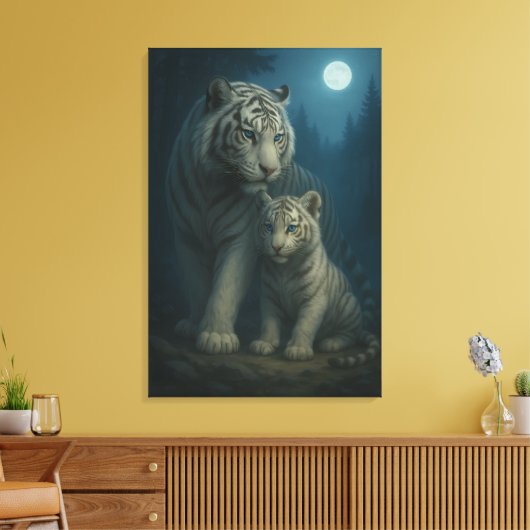 White Tiger – Guardian of Light – ManJiangHong Art Canvas Afdruk (Insitu (Woonkamer))