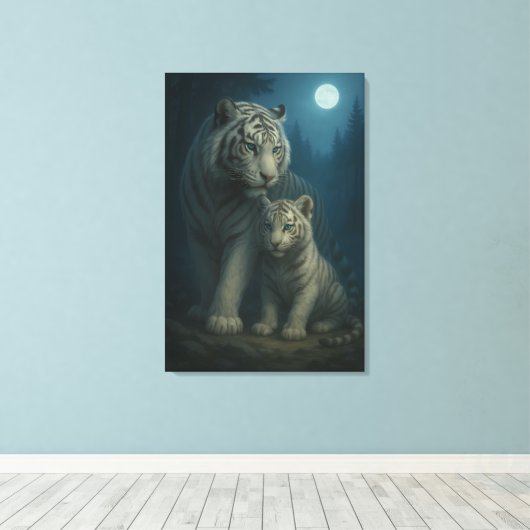 White Tiger – Guardian of Light – ManJiangHong Art Canvas Afdruk (Insitu (Houten vloer))