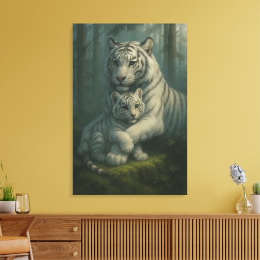 White Tiger – Guardian of Light – ManJiangHong Art Canvas Afdruk (Insitu (Woonkamer))