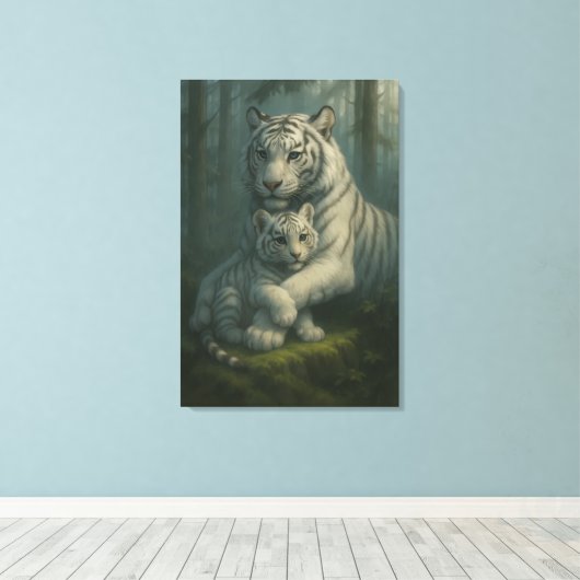 White Tiger – Guardian of Light – ManJiangHong Art Canvas Afdruk (Insitu (Houten vloer))