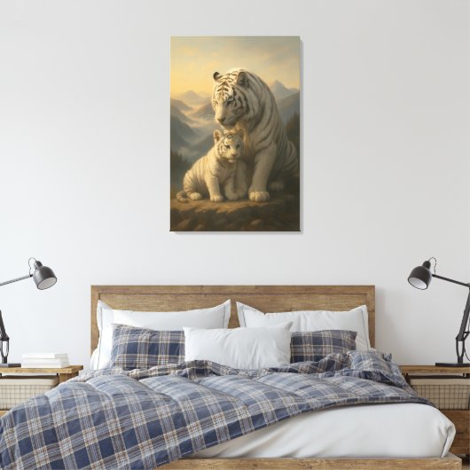 White Tiger – Guardian of Light – ManJiangHong Art Canvas Afdruk (Insitu (Slaapkamer))