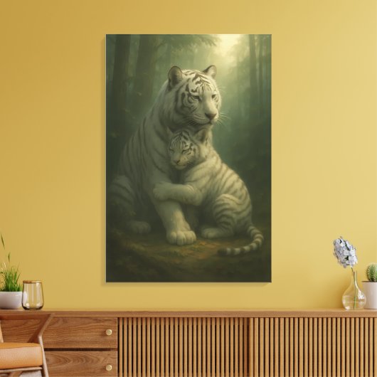 White Tiger – Guardian of Light – ManJiangHong Art Canvas Afdruk (Insitu (Woonkamer))