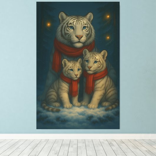 White Tiger – Guardian of Light – ManJiangHong Art Canvas Afdruk (Insitu (Houten vloer))