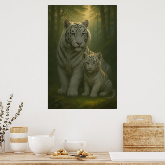 White Tiger – Guardian of Light – ManJiangHong Art Poster (Keuken)