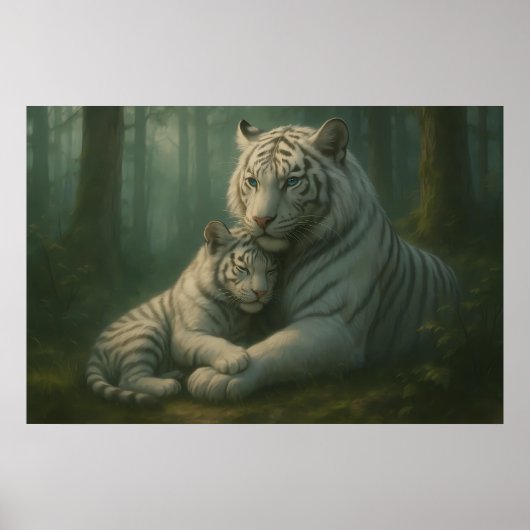 White Tiger – Guardian of Light – ManJiangHong Art Poster (Voorkant)