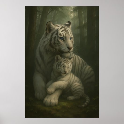 White Tiger – Guardian of Light – ManJiangHong Art Poster (Voorkant)