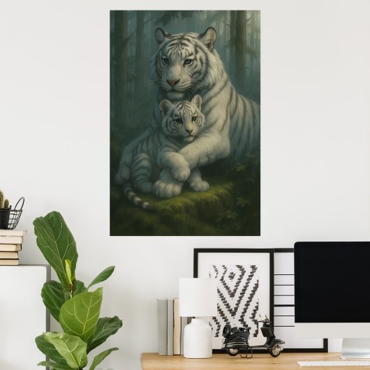 White Tiger – Guardian of Light – ManJiangHong Art Poster (Thuiskantoor)